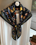 -THE Botanical- Flower Scarf -black - atelier hibito